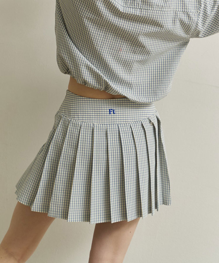 韓国ゴルフウェア パステルチェック柄 プリーツスカート