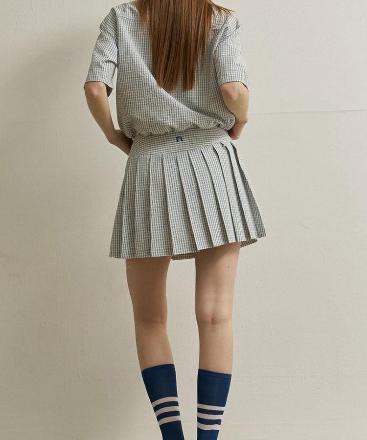 韓国ゴルフウェア パステルチェック柄 プリーツスカート