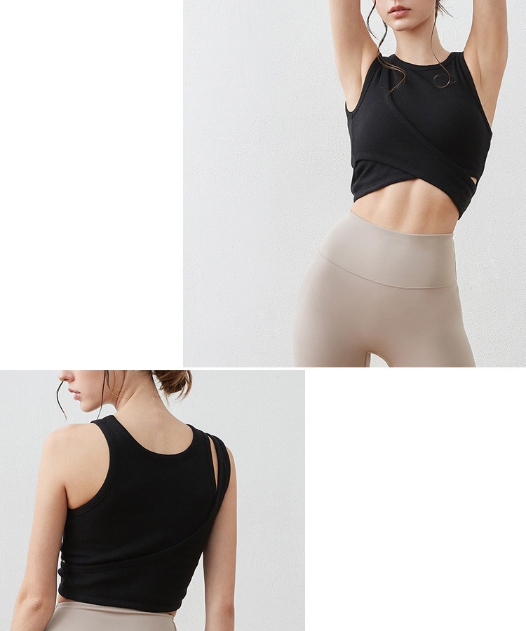 カップ付き ショルダーカット リブ タンクトップ