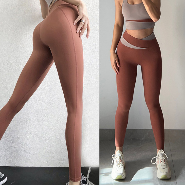 ハイウエスト バイカラー クロスウエスト スパッツ ヨガウェア