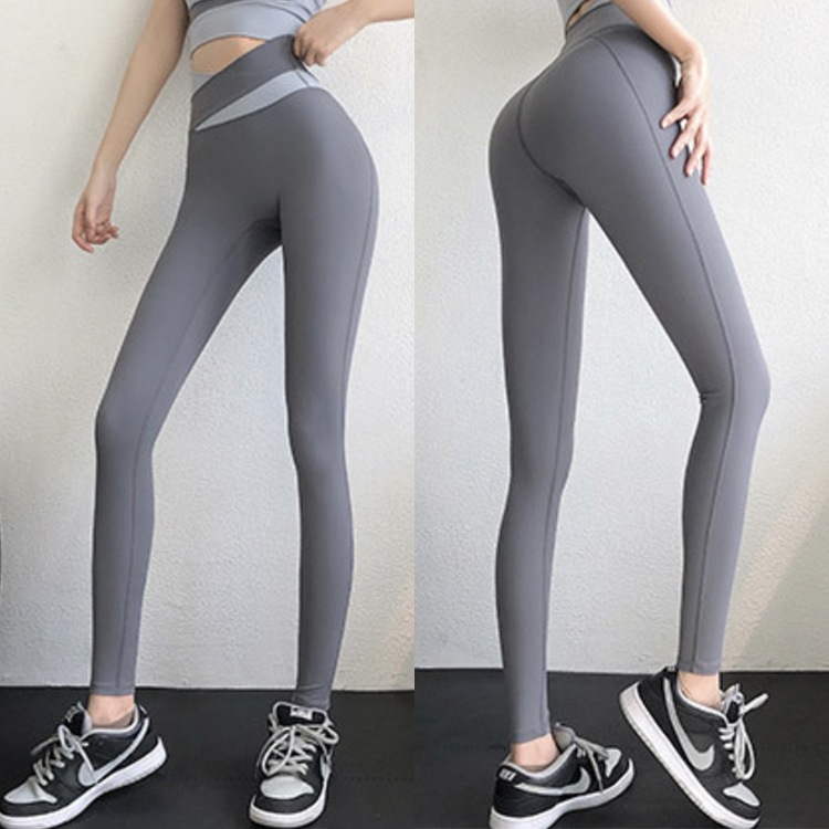 ハイウエスト バイカラー クロスウエスト スパッツ ヨガウェア