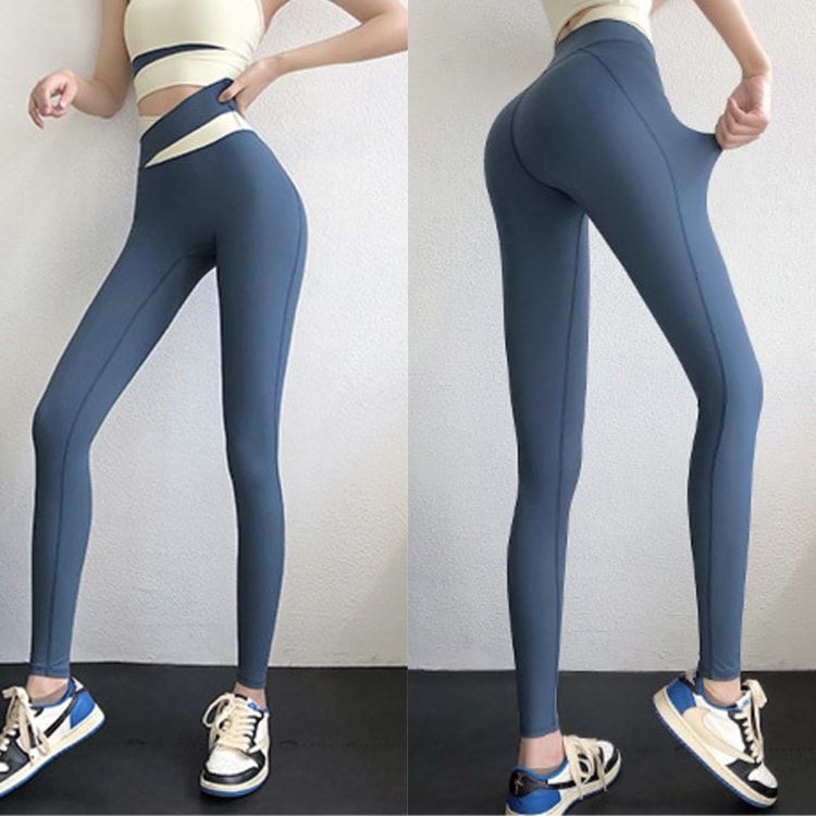 ハイウエスト バイカラー クロスウエスト スパッツ ヨガウェア