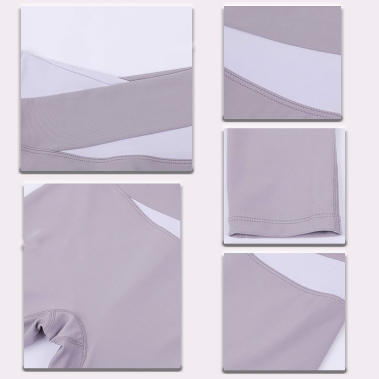 ハイウエスト バイカラー クロスウエスト スパッツ ヨガウェア