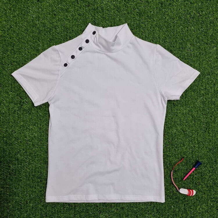 韓国ゴルフウェア アシンメトリーボタン 半袖 Ｔシャツ