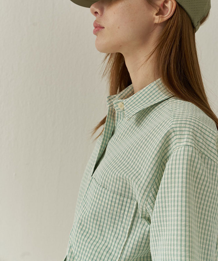 韓国ゴルフウェア パステルチェック柄 半袖シャツ