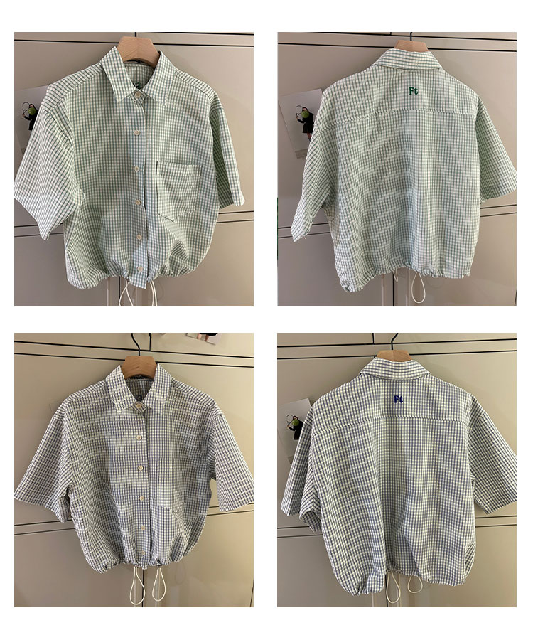韓国ゴルフウェア パステルチェック柄 半袖シャツ