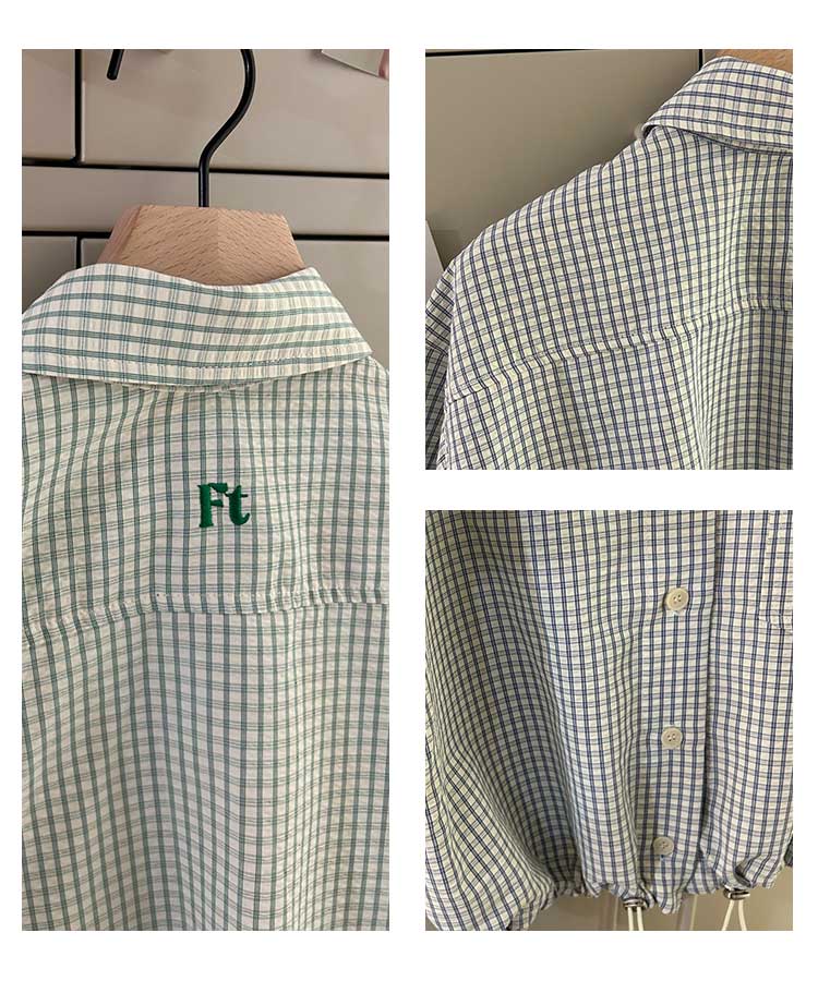 韓国ゴルフウェア パステルチェック柄 半袖シャツ