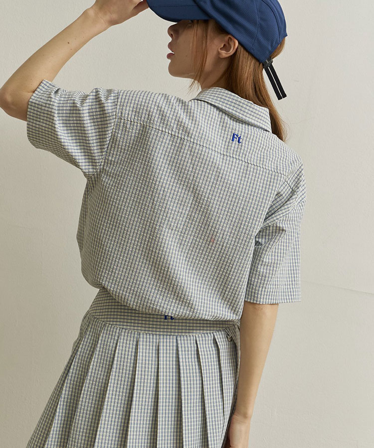 韓国ゴルフウェア パステルチェック柄 半袖シャツ