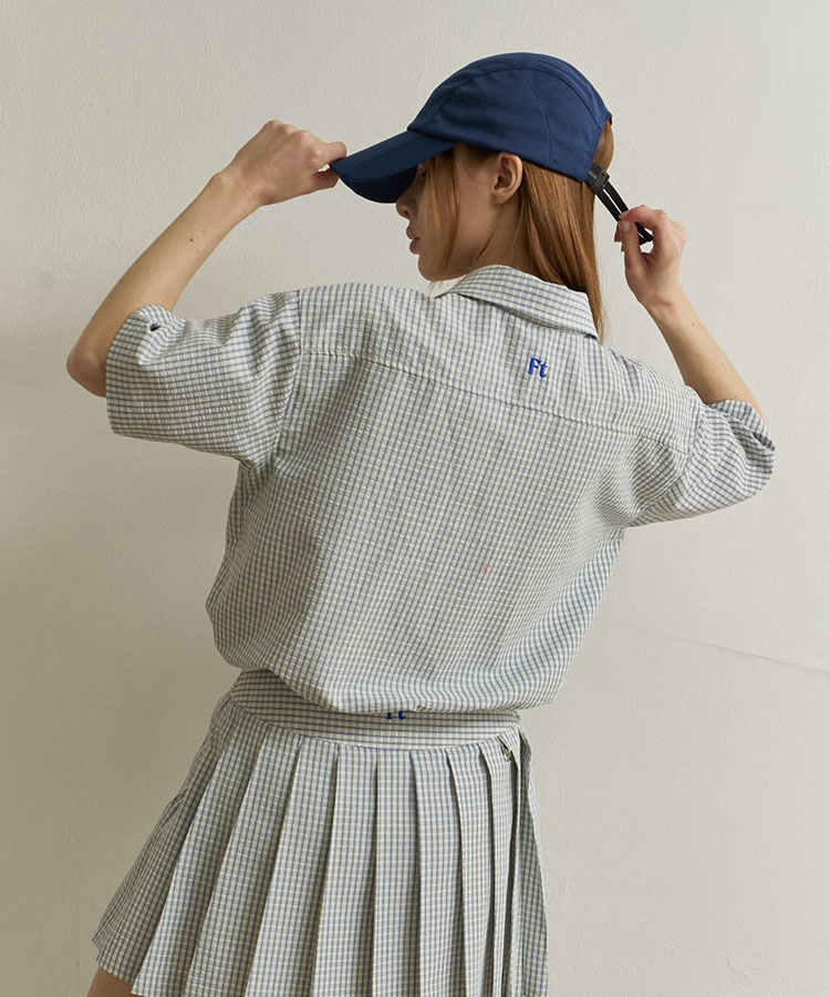 韓国ゴルフウェア パステルチェック柄 半袖シャツ