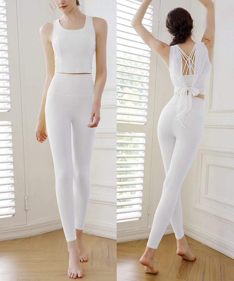 バッククロス シースルーリボン セットアップ ヨガウェア

