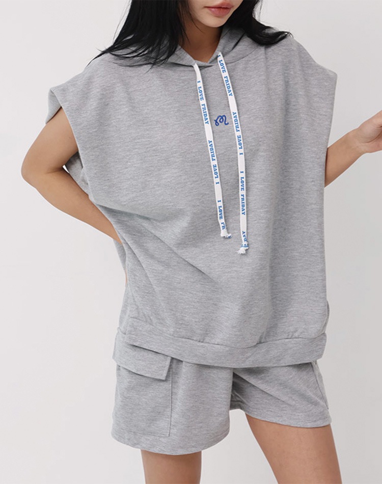 フード付き 半袖 スウェット フーディー ショートパンツ セットアップ