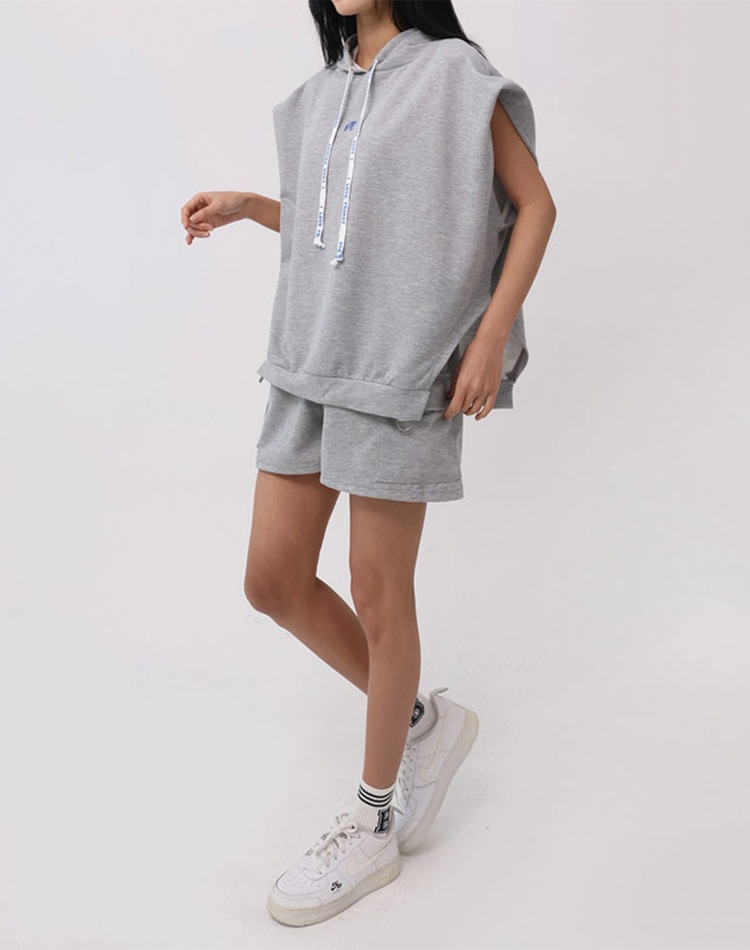フード付き 半袖 スウェット フーディー ショートパンツ セットアップ