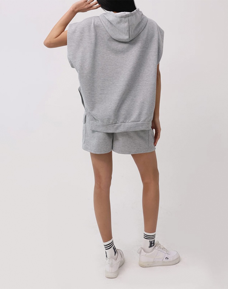 フード付き 半袖 スウェット フーディー ショートパンツ セットアップ