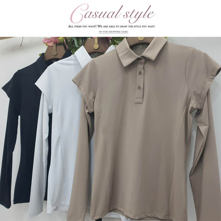 韓国ゴルフウェア ダブルスリーブ ポロシャツ