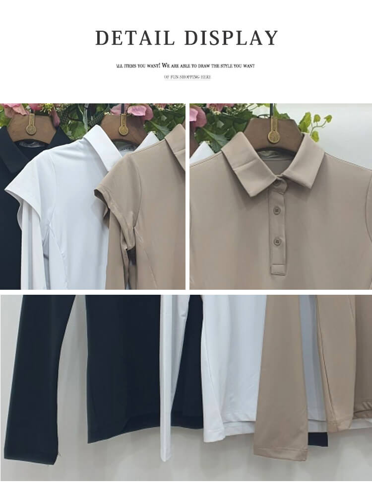 韓国ゴルフウェア ダブルスリーブ ポロシャツ