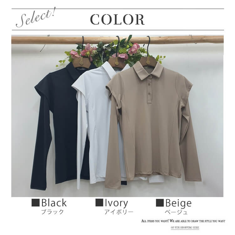 韓国ゴルフウェア ダブルスリーブ ポロシャツ