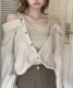 肩見せ オフショルダー風 ブラウス レイヤード トップス