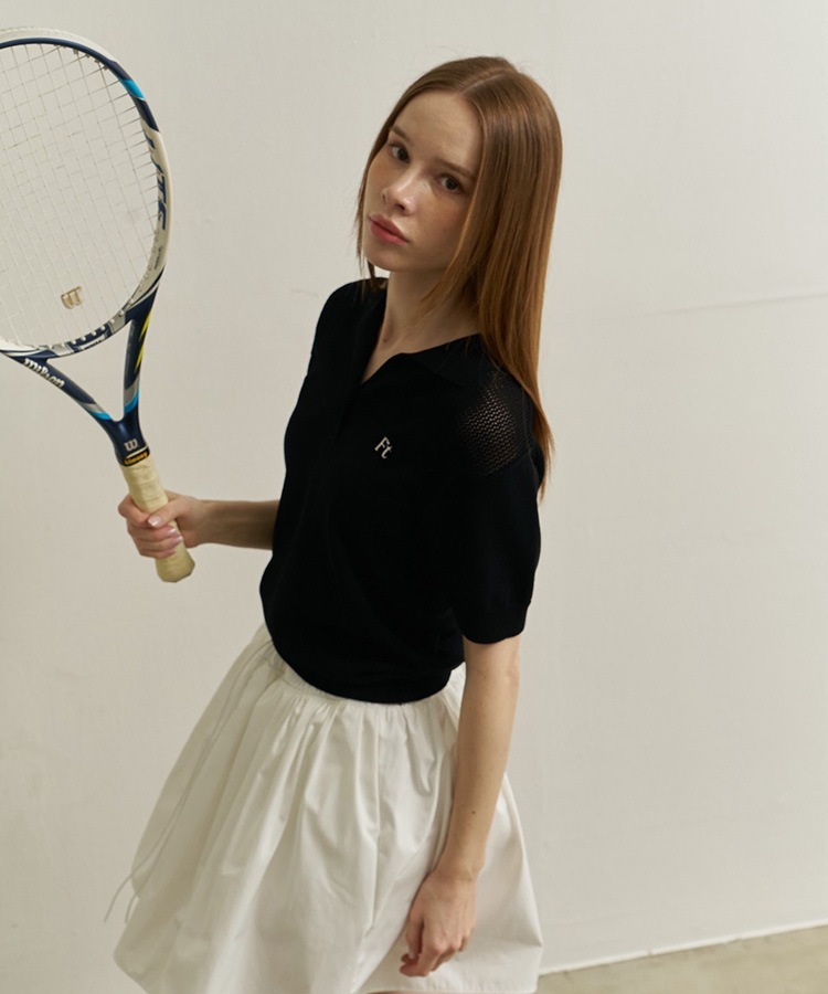 韓国ゴルフウェア シンプル メッシュ 半袖ポロシャツ