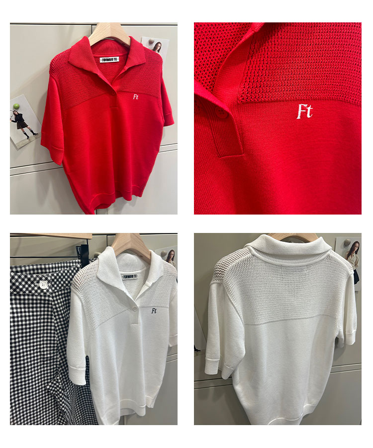 韓国ゴルフウェア シンプル メッシュ 半袖ポロシャツ