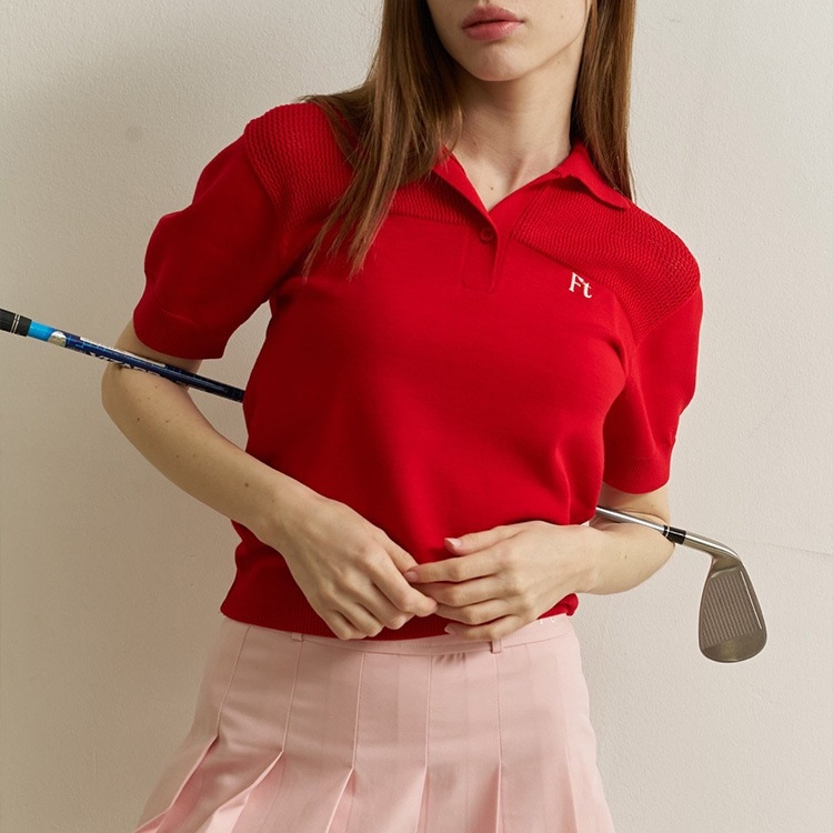 韓国ゴルフウェア シンプル メッシュ 半袖ポロシャツ