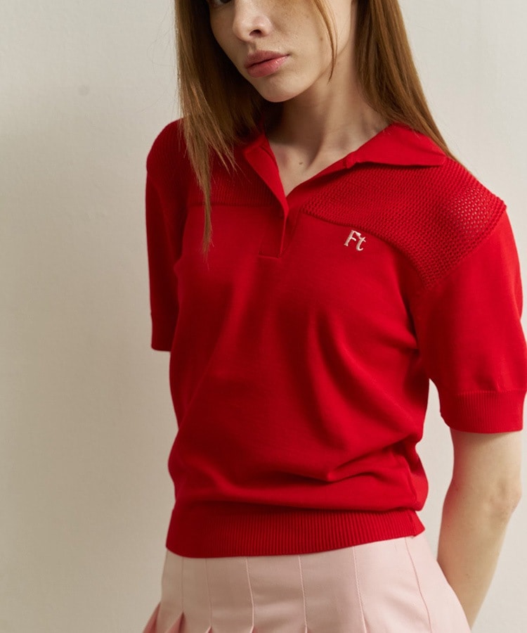 韓国ゴルフウェア シンプル メッシュ 半袖ポロシャツ