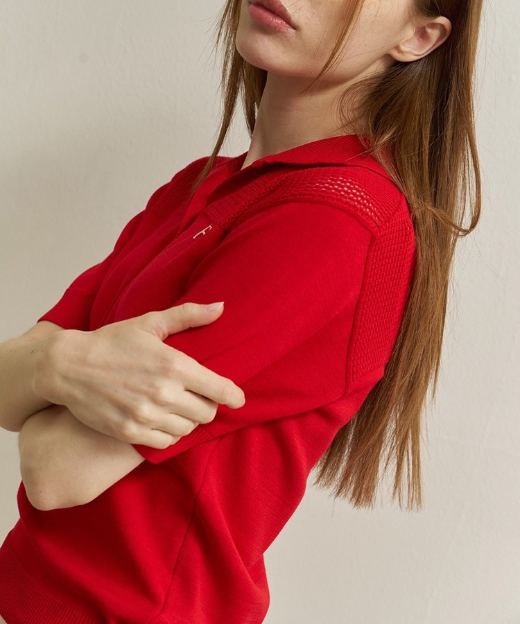 韓国ゴルフウェア シンプル メッシュ 半袖ポロシャツ