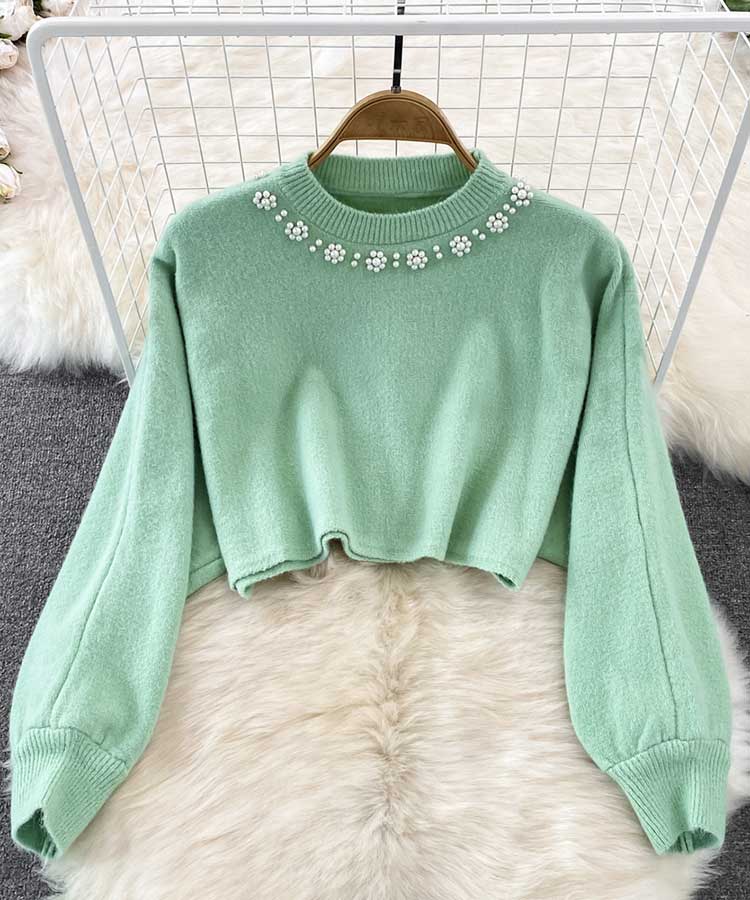 ノースリーブニットワンピース クロップド丈セーター 

