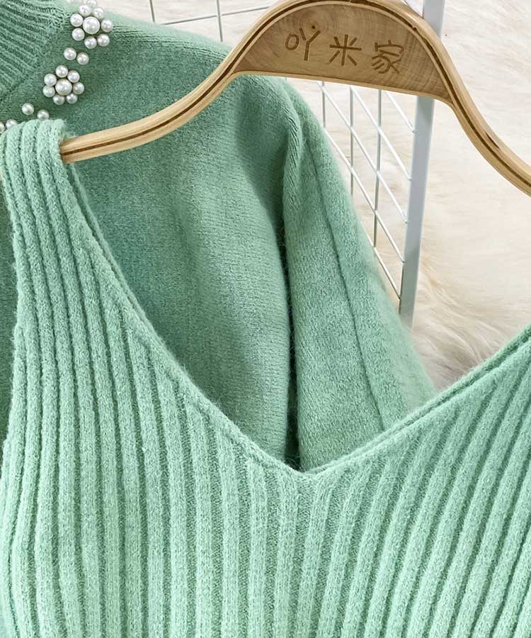 ノースリーブニットワンピース クロップド丈セーター 

