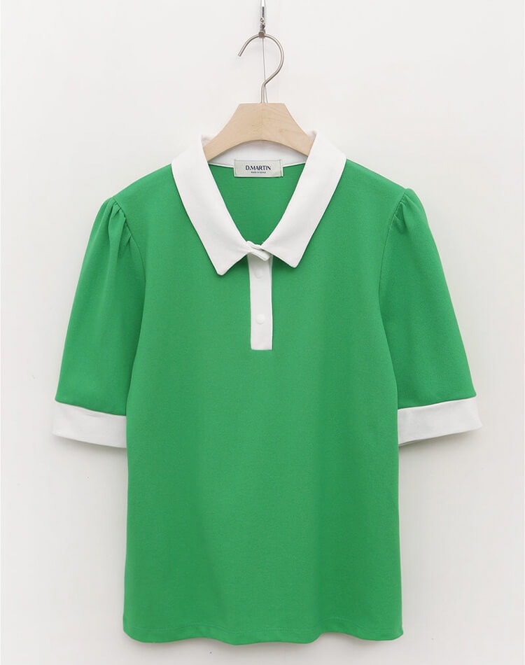 韓国 ゴルフウェア パフ袖 ポロシャツ レディース Tシャツ 夏