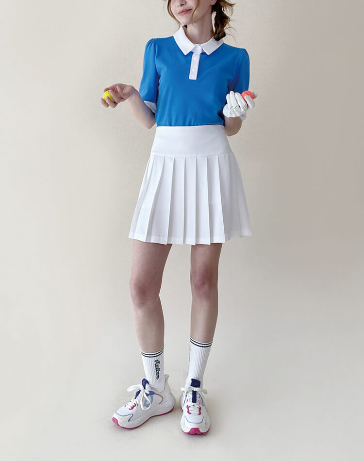 韓国 ゴルフウェア パフ袖 ポロシャツ レディース Tシャツ 夏