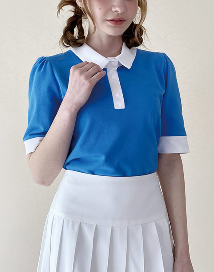 韓国 ゴルフウェア パフ袖 ポロシャツ レディース Tシャツ 夏