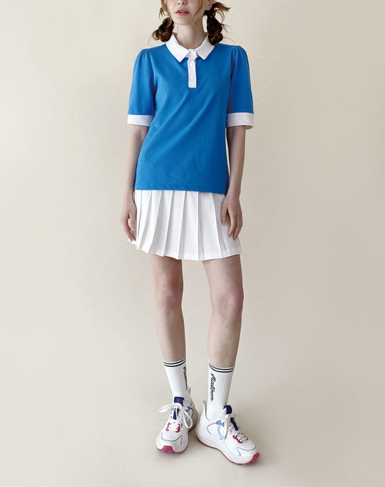 韓国 ゴルフウェア パフ袖 ポロシャツ レディース Tシャツ 夏