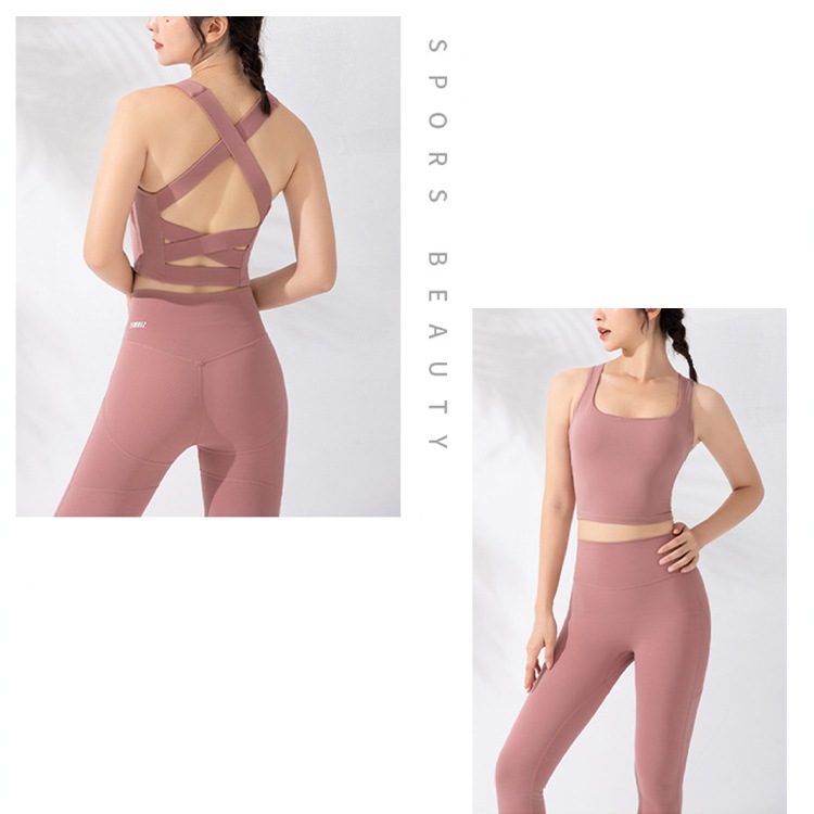 バッククロス カップ付き タンクトップ ヨガウェア