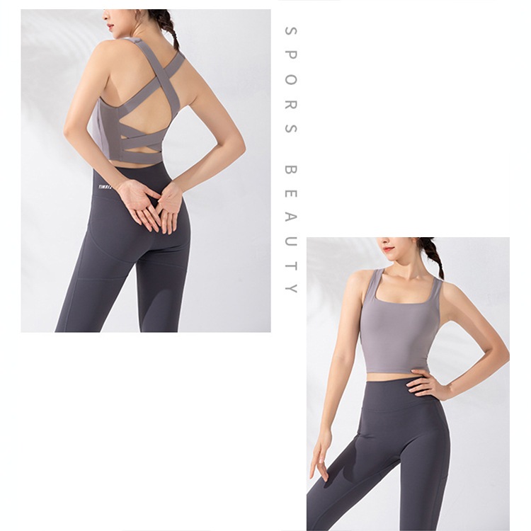 バッククロス カップ付き タンクトップ ヨガウェア