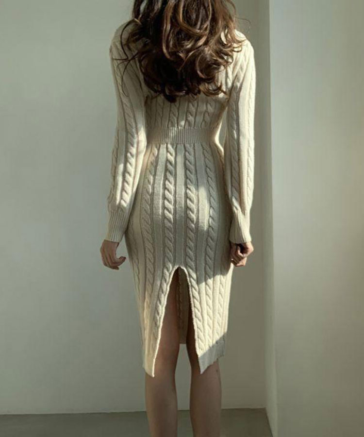 きれいめ リバーシブル ケーブルニット ワンピース

