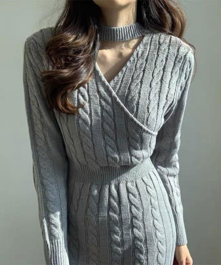 きれいめ リバーシブル ケーブルニット ワンピース

