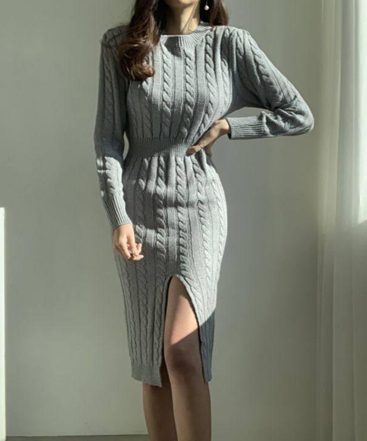 きれいめ リバーシブル ケーブルニット ワンピース

