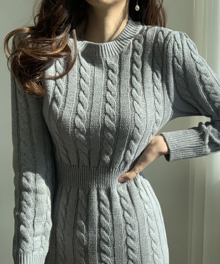 きれいめ リバーシブル ケーブルニット ワンピース

