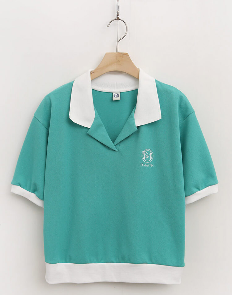 韓国 ゴルフウェア オープンカラー Tシャツ レディース 春夏