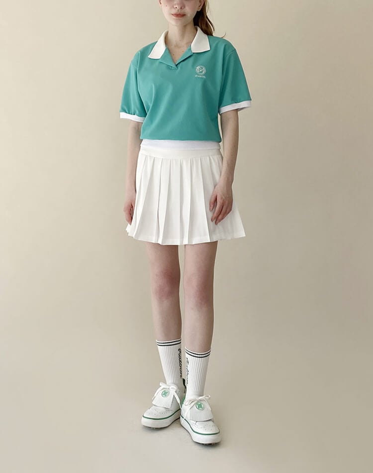 韓国 ゴルフウェア オープンカラー Tシャツ レディース 春夏