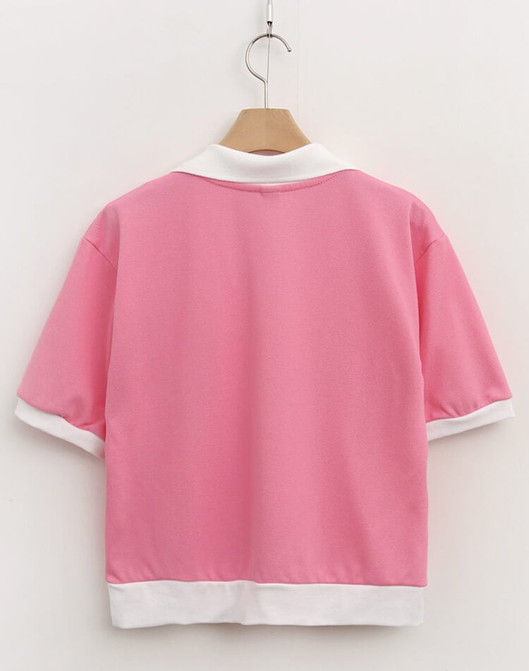 韓国 ゴルフウェア オープンカラー Tシャツ レディース 春夏