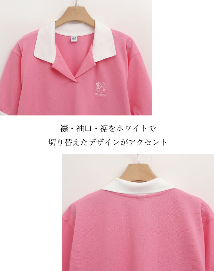 韓国 ゴルフウェア オープンカラー Tシャツ レディース 春夏