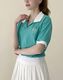韓国 ゴルフウェア オープンカラー Tシャツ レディース 春夏