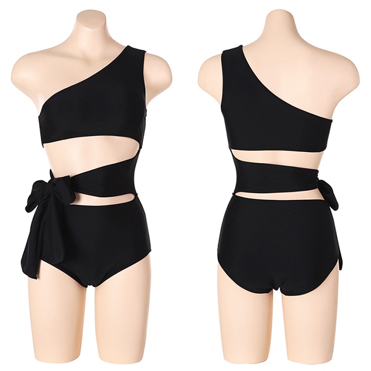 ワンショルダー ウエストリボン モノキニ 水着