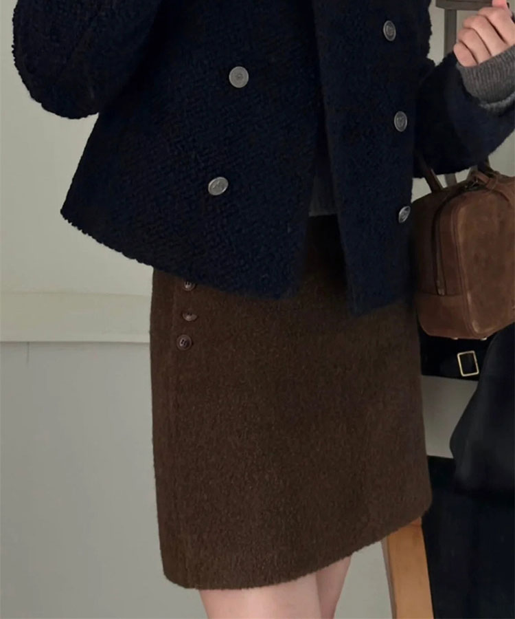 もこもこ ショート丈 台形 スカート