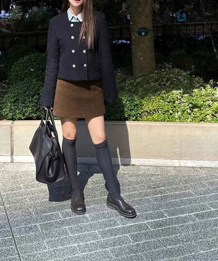 もこもこ ショート丈 台形 スカート