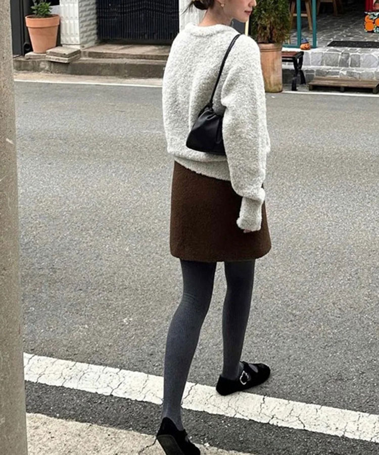 もこもこ ショート丈 台形 スカート