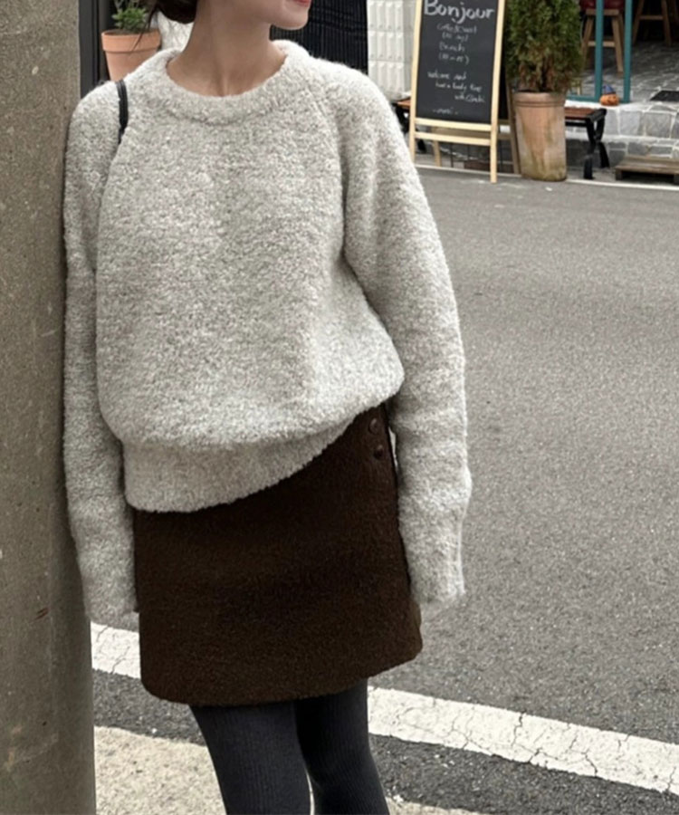 もこもこ ショート丈 台形 スカート