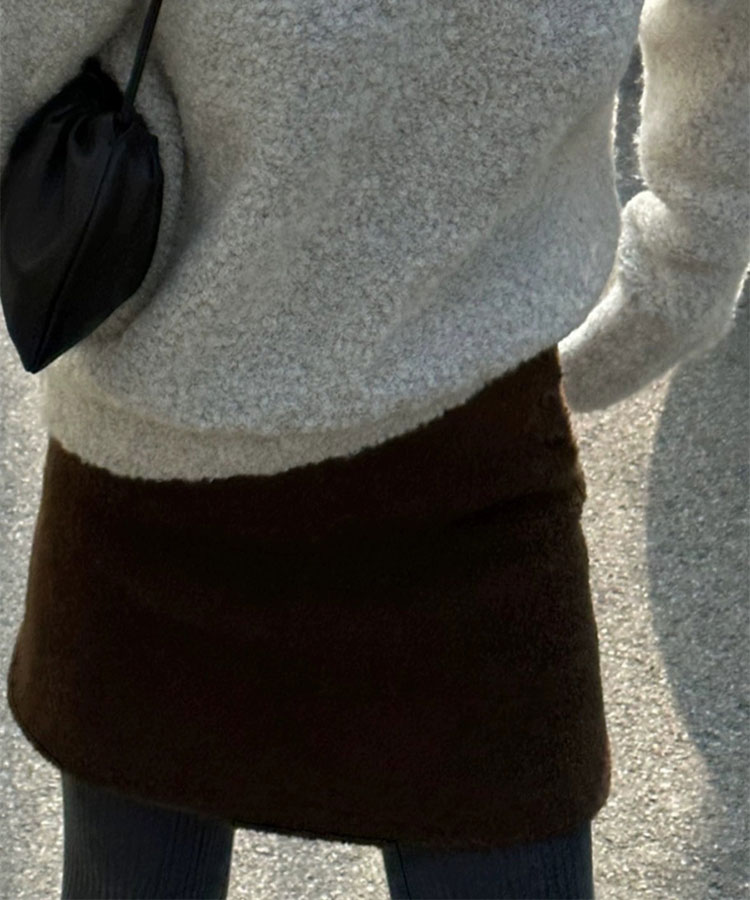 もこもこ ショート丈 台形 スカート