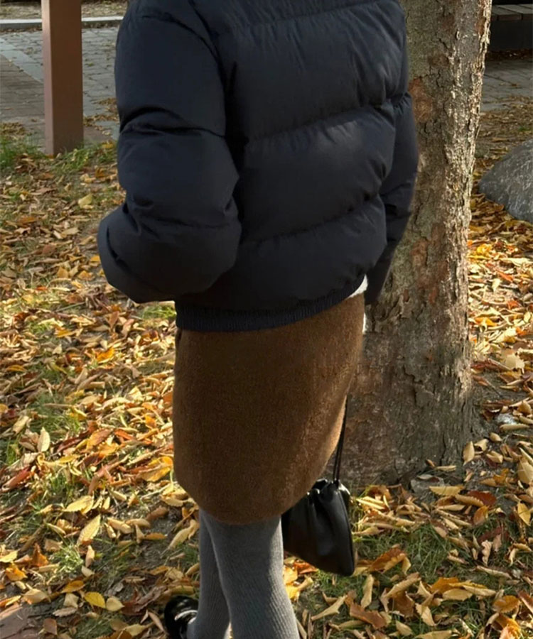 もこもこ ショート丈 台形 スカート